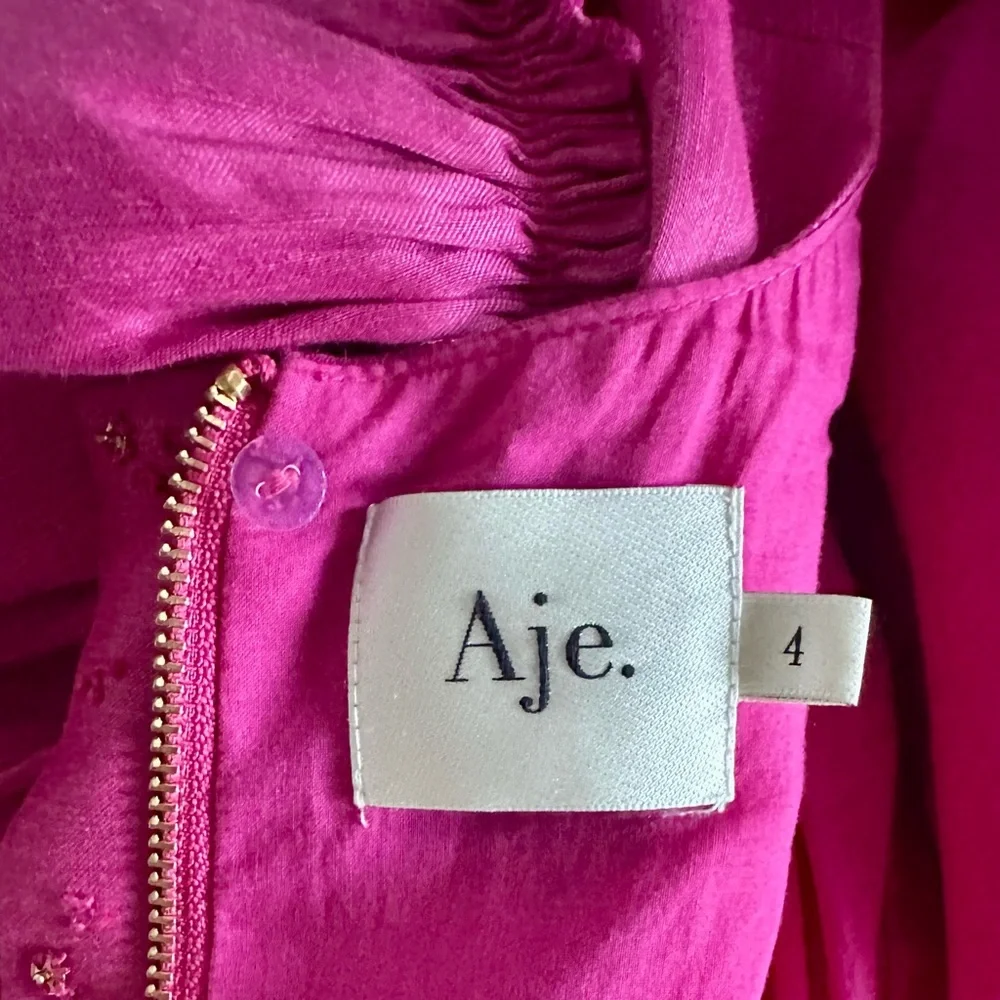 Aje Vanades Pink Cut Out Puff Sleeve Midi Dress 🩷 - Picture 10 of 11